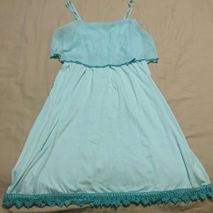 Mint green cotton dress with lace